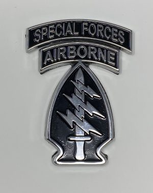 Chrome Special Forces Patch and Tab Set Car Badge