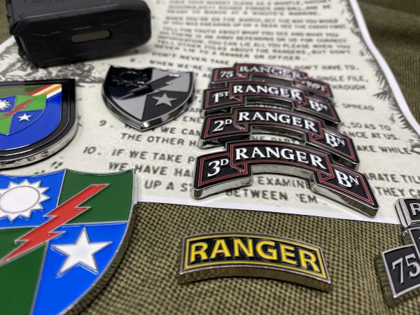 Ranger Scroll- 75th Ranger Regiment version- Chrome Car Badge with 3M Back - Image 5