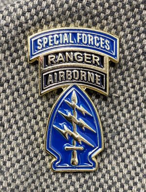 Special Forces "GOLD 3D" SSI, SF Tab, Ranger Tab Pin "Triple Canopy"
