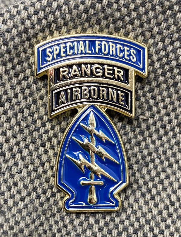 Special Forces "GOLD 3D" SSI, SF Tab, Ranger Tab Pin "Triple Canopy"