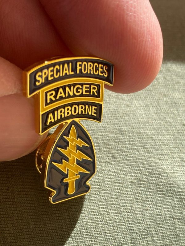 Special Forces FULL COLOR SSI, SF Tab, Ranger Tab Pin "Triple Canopy" - Image 2