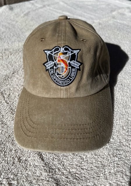 5th SFG (A) SF Crest with "5" Low Pro Baseball Softstyle Cap- Khaki