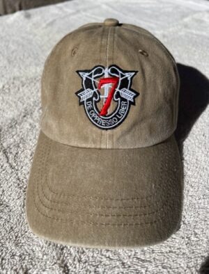 7th SFG (A) SF Crest with "7" Low Pro Baseball Softstyle Cap- Khaki