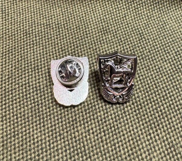 Trojan Horse 3/4" silver cutout pin - Image 3